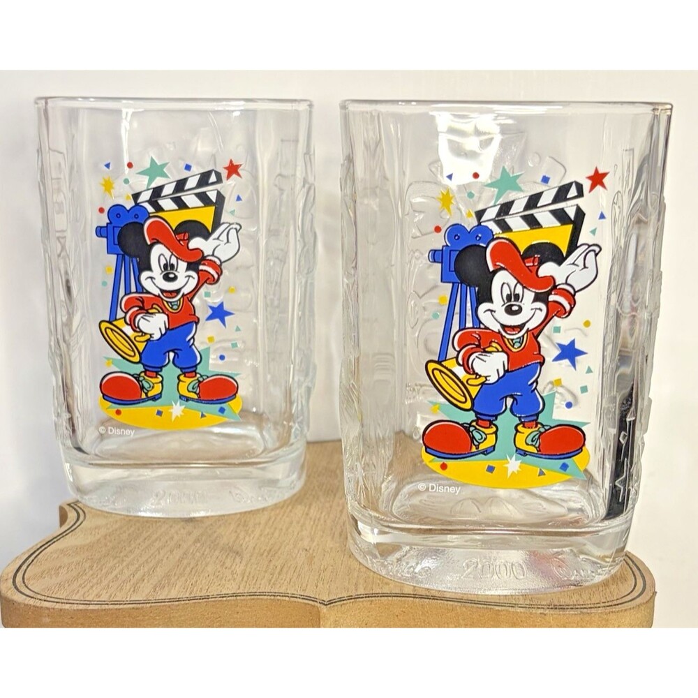 Set 2 McDonalds Walt Disney World 2000 Millennium Mickey Mouse Square Glasses